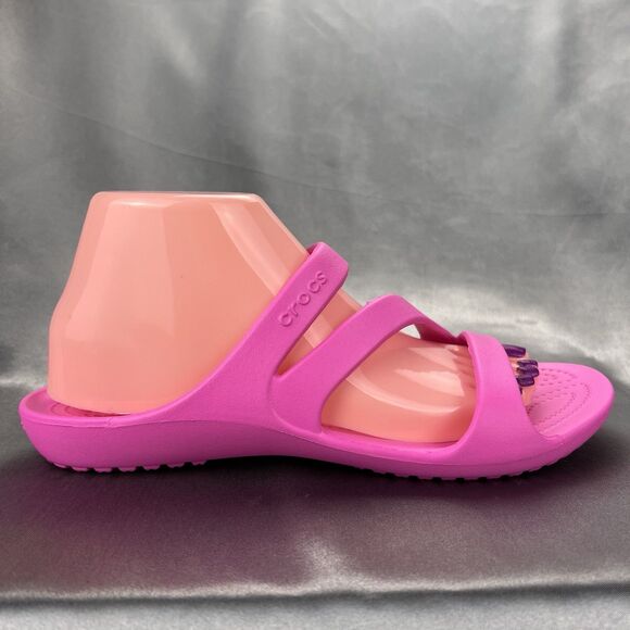 Crocs Kadee II Strappy Sandals Women's 8 Crush Pink Iconic Comfort Summer Slides - Picture 4 of 17